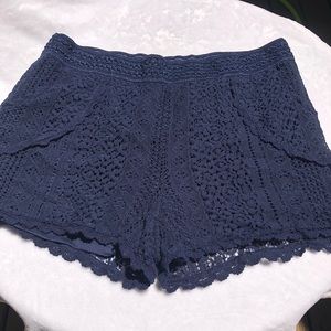 Cato Boho Crochet Navy Shorts Size L